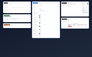 Joomla admin panel showing appearance configuration tabs in a masonry grid layout