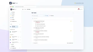 The My Tasks list with a starred task due today, its subtasks, a weekly repeating task, an overdue task and a collapsed Completed section.