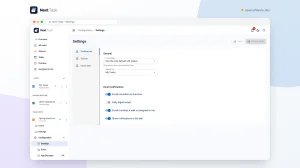 The Preferences tab of Settings with the home page, default list, reminders, daily digest time, assignment emails and bell options.