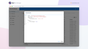 Next File Manager's CodeMirror editor open on a text file with syntax highlighting