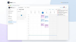 Week planner with cards placed as time blocks on working days and a To plan column of cards still to schedule.