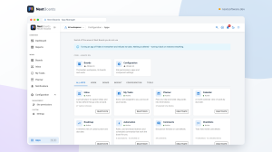 App Manager listing the apps of Next Boards (Inbox, My Tasks, Planner, Calendar, Roadmap, Automation and more) with their state and a Deactivate button.