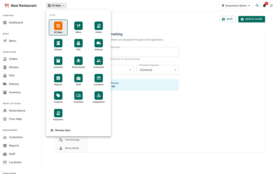 The Demo Mode tab with the switch on, and the demo banner across the top of the admin